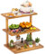 HURZMORO 3 Tier Serving Tray and Platters, Wooden 3 Tiered Appetizer Serving Tray, Party Trays and Platters,Coffee Bar Organizer,Wooden Kitchen Counter Shelf,Countertop Station Rack for Kitchen