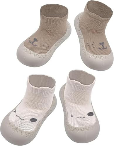 DAKLUNAR 2 Paar Zapatos de Calcetines Bebé, Zapatos Bebe Primeros Pasos, Zapatos Primeros Pasos