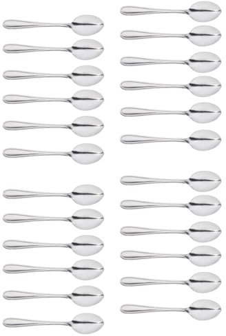 Tradineur - Pack de 24 cucharas soperas de acero inoxidable, cucharas de mesa clásicas para sopas, caldos, potajes, aptas para lavavajillas - 19,5 cm