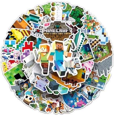 Feifei’S Bow 50pcs Princess Superheros Toy Kids Stickers Luggage Laptop Skateboard Waterproof Party Bag Fillers Waterbottle Decal Graffiti Patches (Minecraft)