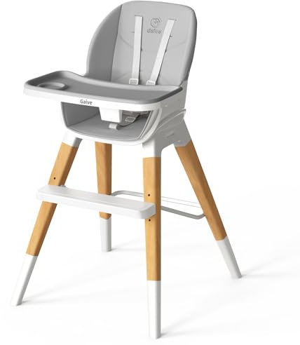 GAIVE 8 in 1 Highchair, Convertible Wooden Baby High Chair with Tray, Adjustable High Chair for Babies and Toddlers, Easy to Clean, Grow with Family|Booster|Learning Table|High Stool