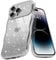 Teageo Cute Heart Pattern Curly Phone Case for iPhone 14 Pro, Wave Frame Glitter Case for Girls Women Aesthetic Bling Cover Shockproof Soft TPU Bumper for iPhone 14 Pro, Silver