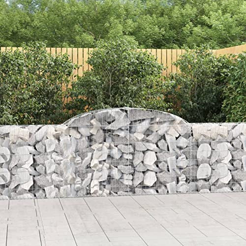 Rantry Panier de gabion à arc 300 x 30 x 80/100 cm fer galvanisé, jardinière d'extérieur, gabion, pierre panier de jardin gabion