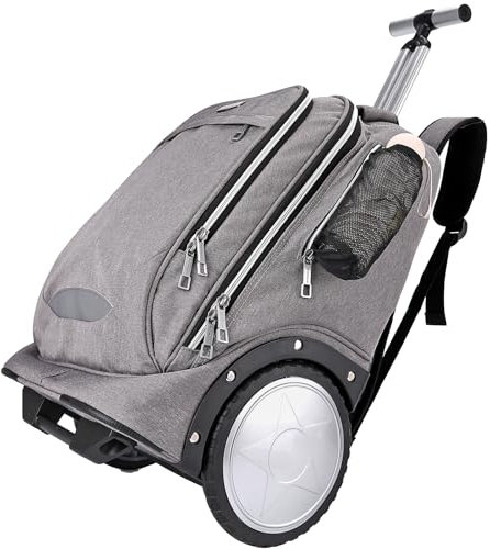 Rucksack-Trolley Mit Doppelt Verstärktem Teleskopgriff, Leichtes Hinauf- und Hinuntergehen Von Treppen, Handgepäck Mit Laptopfach für Geschäftsreisende und Pendler, Grau