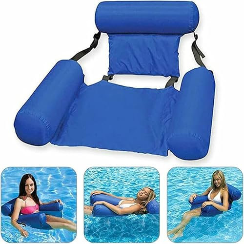 Cecaro Group Poltrona Galleggiante, Sedia Prendisole Gonfiabile per Piscina, 100x120 cm, Schienale Regolabile, con Braccioli, Blu