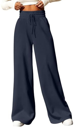 DHYUEN Mountainbike Hose Damen Lässig Loungehose Jogginghose Kurzgrößen Schlaghose Flauschig Sporthose Freizeithose Radlerhose Sporthosen (Marine, S)