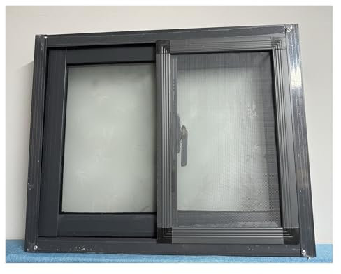 Finestre finestra scorrevoli Finestre scorrevoli per scantinati Nero Bianco, 50 60 70 80 90 100 110 120 cm di larghezza Orizzontale Finestra scorrevole con schermo, per capannone Pollai Garage Casetta