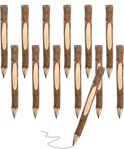 TPZORJX Lot de 12 Crayon de Bois en Forme de Branche d'Arbre, Forêt Rustique en Graphite pour Enfants et Cadeaux, Écrire