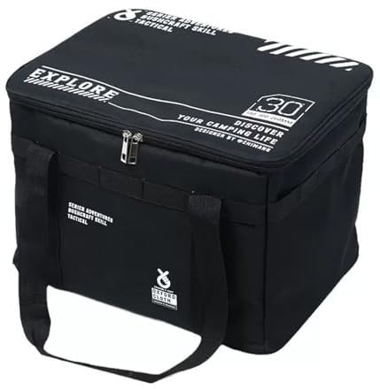 Insulated Picnic Cooler Bag, 20L/33L Capacity, Foldable Food Storage, Camping Beach BBQ Outdoor (Black)