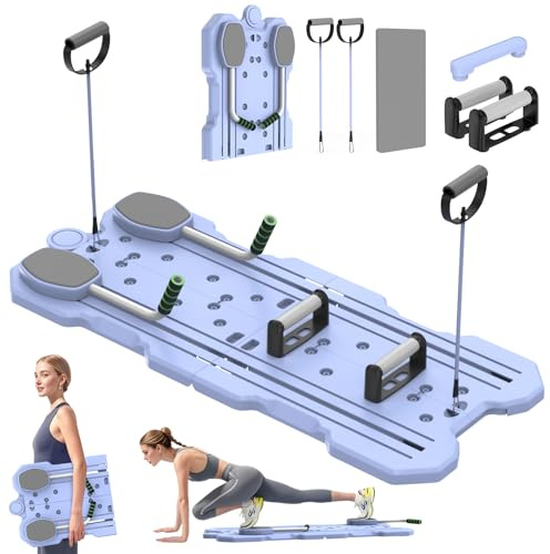 IMAYCC Faltbares Pilates-Board-Reformer-Maschinenset mit Bauchmuskelrolle, tragbares multifunktionales Pilates-Trainingsgerät für den ganzen Körper zu Hause mit verschiedenem Zubehör