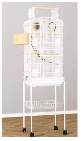 Vogelkäfig Wellensittich-Vogelkäfig, 91,4 cm, mit abnehmbarem Rollständer, Oben offen, Doppeltüren, Schwarz/Weiß(White)