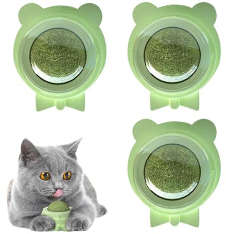 Para Gatos Bola De Hierba Gatera,3 Unidades Bolas De Hierba Gatera Para Pared Gatos Interior,Golosina Segura Para Lamer Y Masticar Rascador Facial | Enriquecimiento Interactivo Para Mordida Y