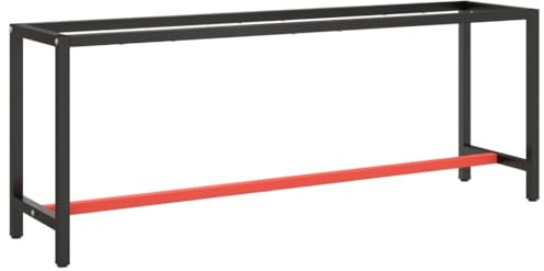 Frdhee Pieds de table pour table basse, structure d'établi - Noir mat et rouge mat - 210 x 50 x 79 cm - En métal - Pieds de bureau pour table basse, table à manger, bureau
