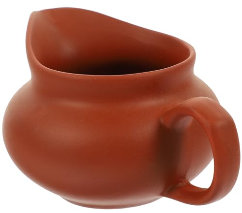 Ceramic Milk Jug Pouring Jug Vintage Kitchen Jug for Bars | Red Stoneware Custard Jug, Pointed Beak Fluid Flow, Sleek Dispenser for Parties