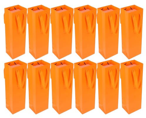 Healvian 20pcs Reusable Paper Wine Bags with Handle, Thick Waterproof Cardboard Single Wine Bottle Carrier, Packaging Tote Bags for Festivals and Parties