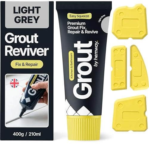 Hemway Light Grey Grout Reviver Kit 400g with 4 Piece Profiling Tool Kit