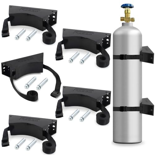 Lot de 5 Support Mural pour Bouteille de Gaz, Support Mural avec Sangle de Sécurité Réglable pour Réservoir de Gaz, Supports pour Bouteille d'oxygène pour les Hôpitaux les Laboratoires les Usines