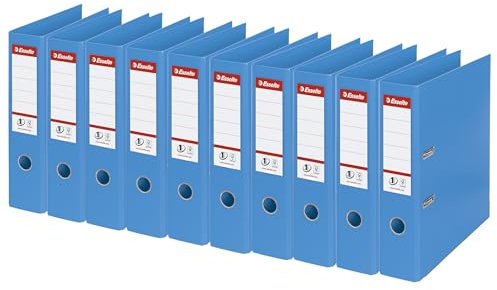 Esselte Ordner breit, DIN A4, 10er Pack, 7,5 cm Rückenbreite, Kunststoff-Ordner, Hellblau, Vivida, 811311