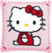 Vervaco Kreuzstichkissen Hello Kitty Kreuzstickpackung vorgedruckt, Stramin, weiß, 40 x 40 x 0,3 cm