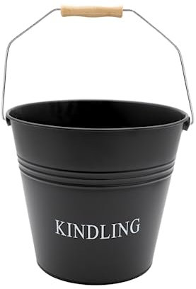 Garden Mile Fireside Kindling Bucket - Vintage Style Buckets With Handles Fireplace Wood Burner Coal Storage - Portable Heavy Duty Metal Bucket Log Burner Fireplace Accessories