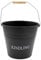 Garden Mile® Cubo de leña negro para chimenea, estilo vintage, resistente a la intemperie, quemador de leña, cubo de almacenamiento de carbón, moderno cubo de metal portátil, accesorios para quemador