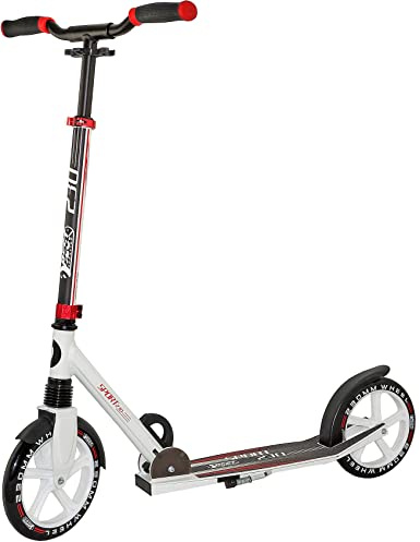 Best Sporting Scooter Erwachsene und Kinder I klappbarer Roller mit Ständer I weiß - rot I stilvoller City-Roller für Erwachsene I Tretroller mit Rollengröße 230 mm I ergonomischer Lenker