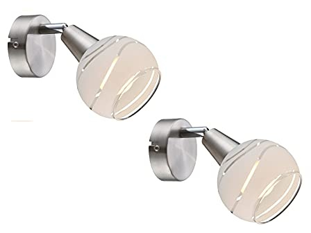 Globo 2er Set dekorative LED Wandleuchten ELLIOTT mit Glasschirm satiniert, Spot schwenkbar