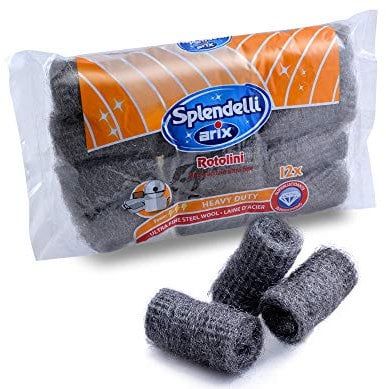 ARIX | 12 Rotolini Abrasivi in Fine Lana d’Acciaio, per Rimuovere Incrostazioni da pentole, Stoviglie e Tutte le Superfici Non Delicate, Pagliette in Acciaio per Bricolage - 12 pezzi