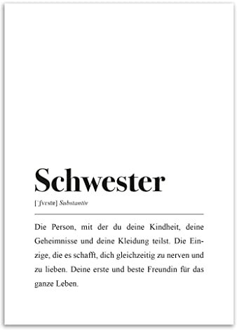 Schwester Poster DIN A4: Schwester Definition