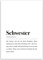 Schwester Poster DIN A4: Schwester Definition