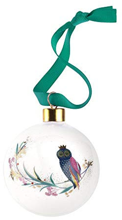 Portmeirion Home & Gifts SMFO79011-XG - Pallina di Natale a forma di gufo, in ceramica, multicolore