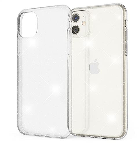 NALIA Glitter Case kompatibel mit Apple iPhone 11 Hülle, Bling Silikon Handyhülle Strass Cover Durchsichtig, Dünne Handy-Tasche Schutzhülle Phone Etui Diamond Bumper Soft Skin Weich, Farbe:Transparent