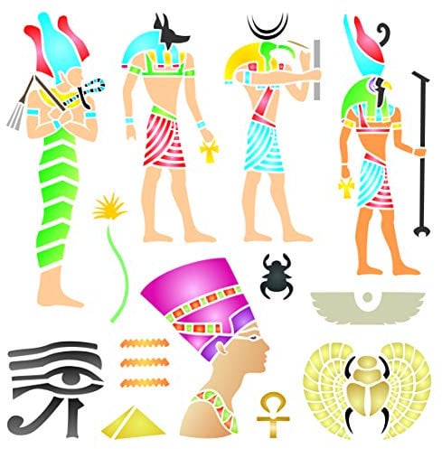 Ägyptische Schablone, 33 x 33 cm (L) – klassische Ägypten-Symbol Hyroglyphen Schablonen