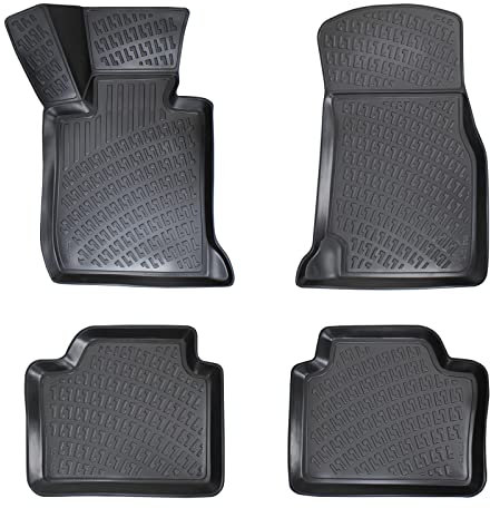 Rizline Passgenau 3D Fussmatten Auto Kompatibel mit BMW 5 F10 & F11 2013-2017 Auto Zubehör 1. Und 2. Reihe Gummimatten Autos TPE Allwetter Geruchlos rutschfest Vorne und Hinten Schwarz