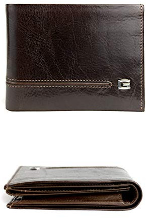 GIUDI ® Geldbörse Herren Leder Braun Mittel-Groß Echtleder Rindsleder Vintage Münzfach Querformat Geldbeutel Portemonnaie (Dunkelbraun/Braun)