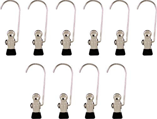 MAWA Metallklammern K 1, 10 Stück, Haushaltklemme mit Haken und mit Metall-Endschutzkappe, z. B. für Handschuhe, 9.5 cm, Schwarz