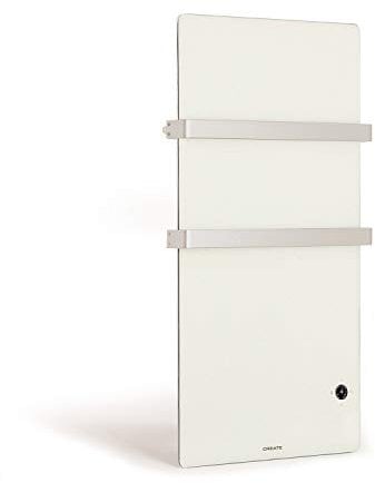 Create/Warm TOWL Cristal/Portasciugamani Elettrico Bianco in Vetro con Wi-Fi, 600 W, Telecomando, Doppio Gancio, Display LED, Timer settimanale e 24 Ore, connettività App, Protezione IP34