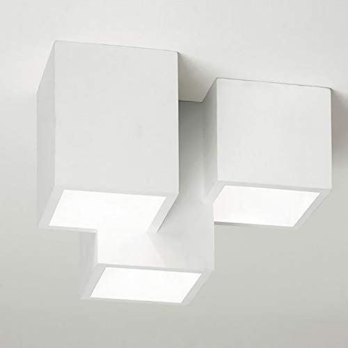 Bill Goff Inc. Plafoniera moderna lampada soffitto 3 cubi gesso luce LED 24W GU10 ingresso 230V con lampade (Temperatura luce naturale 4000K)