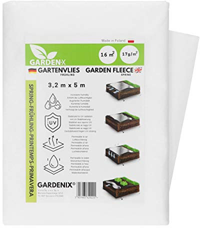 GARDENIX Frostschutz Pflanzen Wachstumsvlies - Gartenvlies Hochbeet 3.2m x 5m für Pflanzen Abdeckung, Vlies, Folie Frühbeet 17g/m², Abdeckvlies, Gartenvlies Winterschutzvlies, Windschutz, Lochfolie