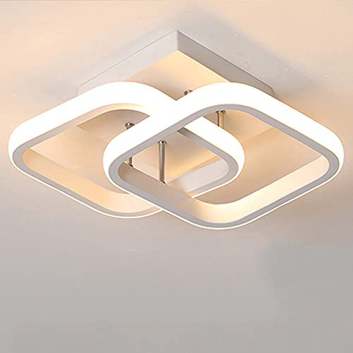 Ceiling Light Square Modern LED Aluminum White Black Small Ceiling Lamp for Entrance Hallway Office Bedroom Kitchen Ceiling Lights Living Room 22W Warm White Light (White)