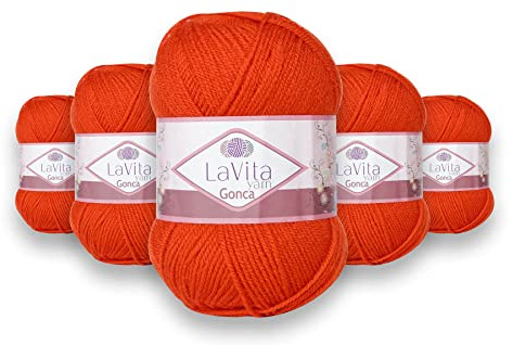 LaVita Yarn GONCA Handstrickgarn, Wolle, 5-Teilige Packung, 100% Acrylgarn, 1 Ball 100 gr, 300mt (3106)