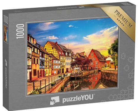 puzzleYOU: Puzzle 1000 Teile „Colmar: Wasserkanal und traditionelle Häuser, Elsass, Frankreich“ – aus der Puzzle-Kollektion Frankreich