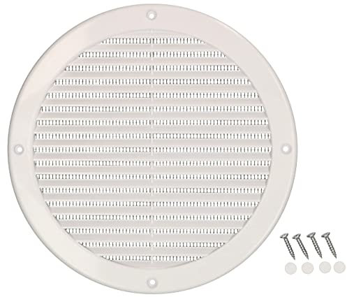 KOTARBAU® Griglia di ventilazione rotonda Fi 200 mm bianco con griglia di protezione dagli insetti