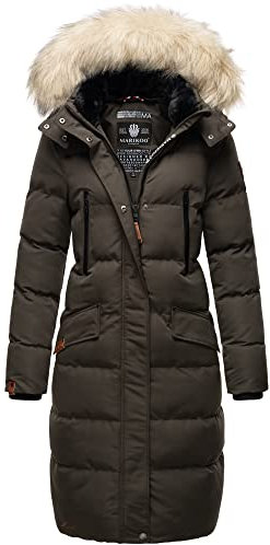 MARIKOO Damen Winter Jacke Stepp Parka Mantel Winterjacke warm gefüttert Kunstpelz Schneesternchen XS-XXL (DE/NL/SE/PL, Alphanumerisch, XL, Regular, Regular, Anthrazit)