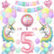 Einhorn Geburtstagsdeko 5 Jahre,Rosa Deko Kindergeburtstag Set Pastell mit Große Zahl 5 Folienballon,2 Riesige Einhorn Luftballons,Happy Birthday Banner für Mädchen Geburtstags Dekoration
