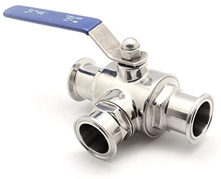 SUOFEILAIMU 1 1/2 Zoll 38mm 304 Edelstahlkugelhahn DREI Weg 1,5 Zoll 50.5mm TRI-Klammer-Ferrust-Typ für Lebensmittel (Wiring Control : L Type)