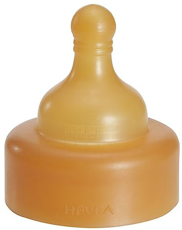 HEVEA Wide Neck Baby Bottle Nipple - Medium Flow Glass Bottle Nipple for Babies and Toddlers - Single-Pack - 100% Natural Rubber 3+ Months