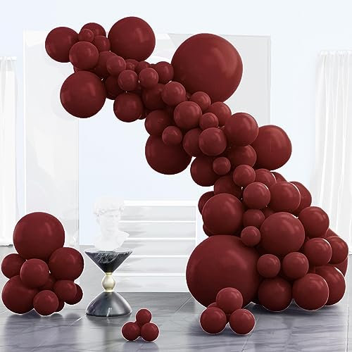 PartyWoo Burgundy Balloons 102 pcs Different Sizes of 18 12 10 5 Inch Dark Ruby Red Maroon Fall Balloon Arch Kit Garland for Graduation Thanksgiving Valentine's Day Birthday Party Decorations Red-Y62
