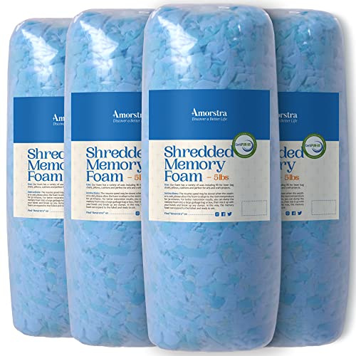 Amorstra Sitzsackfüller, 9 kg, Füllkissen für Sitzsack, zerkleinertes Memory-Schaum-Füllmaterial für Pouf, Ottomane, Couch, Kissen, Hundebett, Stofftiere und Kunsthandwerk – Blau