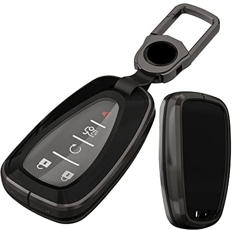 K LAKEY Schlüsselhülle aus Metalllegierung, kompatibel mit Chevrolet Chevy Malibu Camaro Cruze Spark Bolt Trax Traverse Blazer Fernbedienung Keyless Entre Schlüsselanhänger, Armor TPU